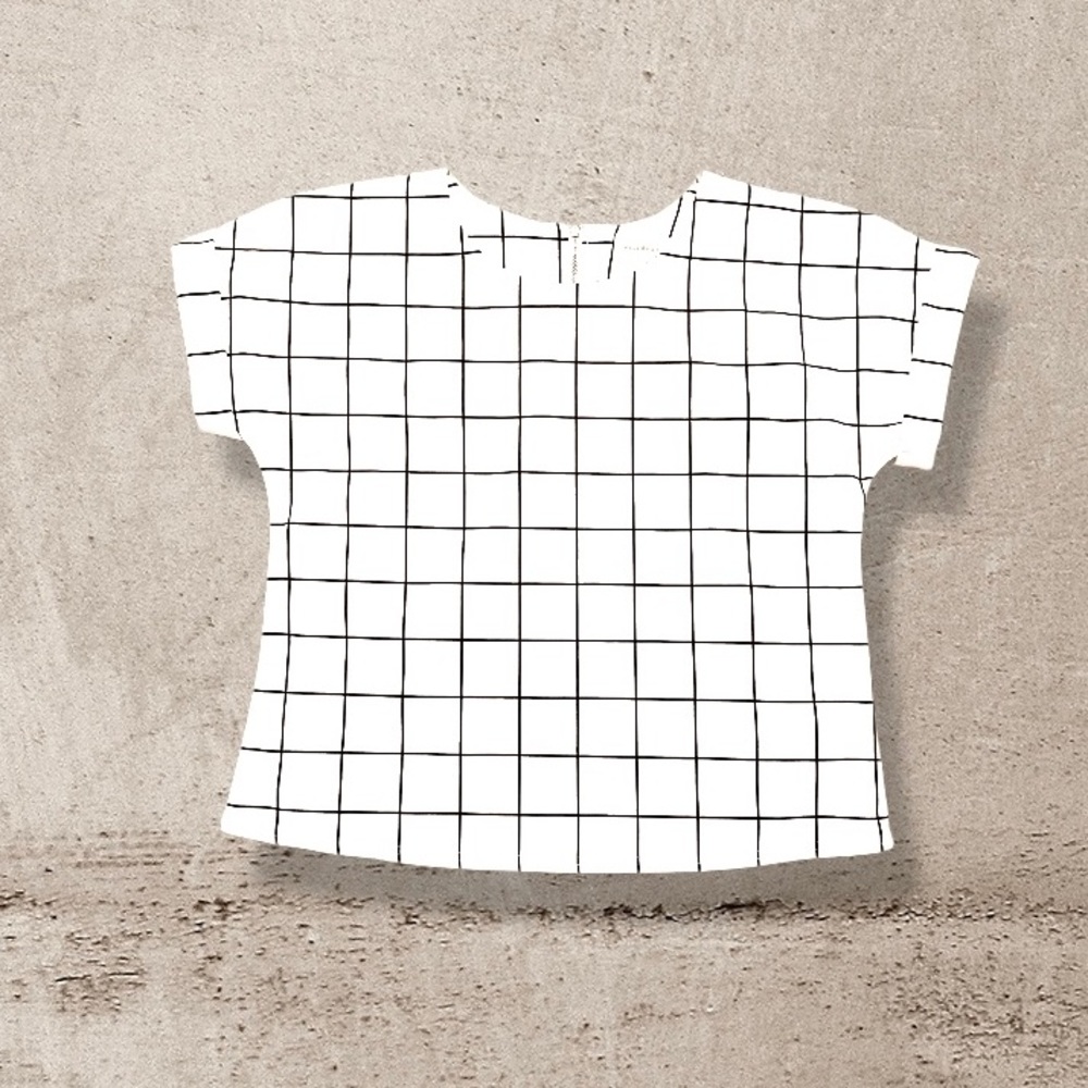 Windowpane Print Blouse